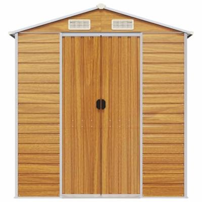 Tuinschuur 191x555x198 cm gegalvaniseerd staal lichtbruin