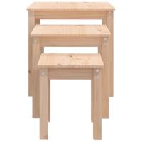 Tafeltjesset 3 st massief grenenhout - thumbnail