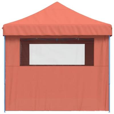 Partytent inklapbaar pop-up met 4 zijwanden terracottakleurig Partytent inklapbaar pop-up met 4 zijwanden terracottakleurig