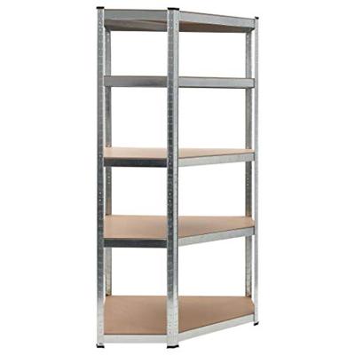 Opbergrek 90x90x180 cm staal en MDF zilverkleurig - thumbnail