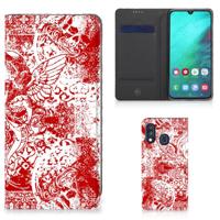Mobiel BookCase Samsung Galaxy A40 Angel Skull Rood - thumbnail
