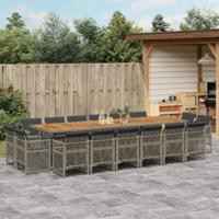 17-delige Tuinset met kussens poly rattan grijs - thumbnail