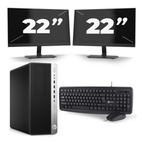 HP EliteDesk 800 G5 Tower - Intel Core i5-9e Generatie - 16GB RAM - 256GB SSD - Windows 11 + 2x 22 inch Monitor - thumbnail