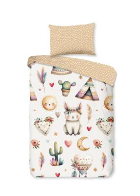 Good Morning Peuter dekbedovertrek "woestijnvosjes met cactussen tipi tenten en boho elementen" - Multi - (120x150 cm) - Katoen
