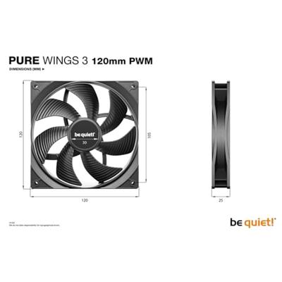 Be Quiet! pure wings 3 pwm case fan (zwart, 120 x 120 x 25 mm)
