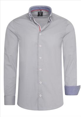 RustyNeal - Herenoverhemd - Grijs - Dubbele Kraag - Katoen
