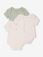 Set van 3 body's met korte mouwen in pointelle saliegroen - thumbnail