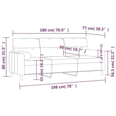 Driezitsbank met sierkussens 180 cm stof zwart