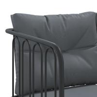 Loungeset met kussens staal en textileen zwart - thumbnail