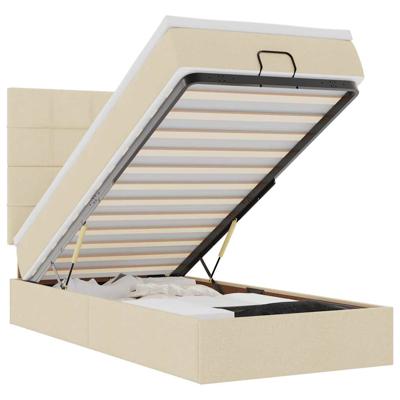 Ottoman bed met matras 180x200cm stof crèmekleurig - thumbnail