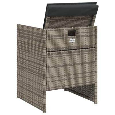 Tuinstoelen 4 st met kussens poly rattan grijs - thumbnail