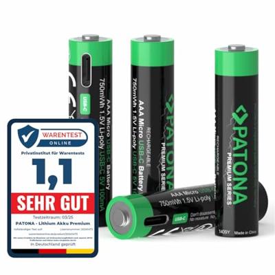 4 x AAA oplaadbare batterijen, USB-C aansluiting - 1,5V - 500mAh