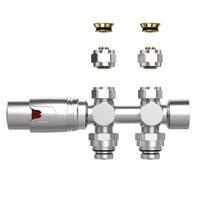 Radiatorkraan BWS Thermostatisch Muur- en Vloeraansluiting 1/2MX16/2 M30 Geborsteld RVS - thumbnail