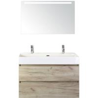 Maxx XL Badmeubelset 100 cm - Craft Oak - Wastafel Kube 2 Kraangaten met Sence Spiegel - thumbnail