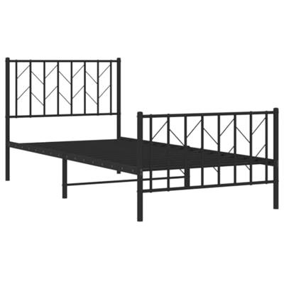 Bedframe met hoofd- en voeteneinde metaal zwart 90x200 cm