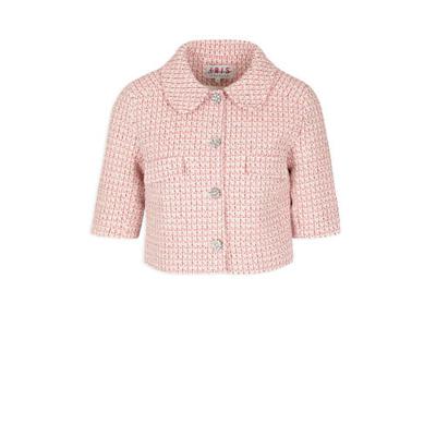 Morgan jasje in geweven boucle lichtroze/ecru