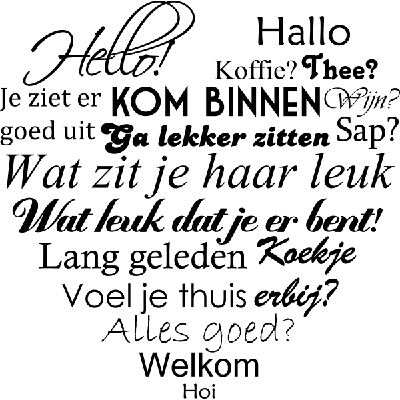 Welkom, hartvorm - Muursticker