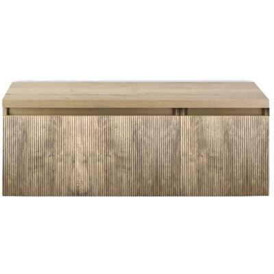 Frozen 3D Badmeubelset 120 cm - Greeplijst in Kleur - Wastafel Onderkast met Bovenblad French Oak