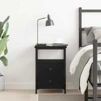 Nachtkastje 34x35,5x50 cm bewerkt hout zwart eikenkleur - thumbnail