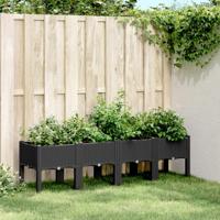 VidaXL Plantenbak met poten 160x40x42 cm polypropeen zwart - thumbnail