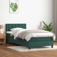 Boxspring met matras fluweel donkergroen 90x210 cm - thumbnail