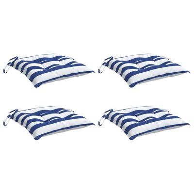 VidaXL Stoelkussens 4 st 50x50x7 cm stof gestreept wit en blauw VidaXL Stoelkussens 4 st 50x50x7 cm stof gestreept wit en blauw