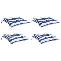 VidaXL Stoelkussens 4 st 50x50x7 cm stof gestreept wit en blauw - thumbnail
