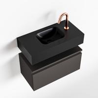 MONDIAZ ANDOR 60cm toiletmeubel dark grey. LEX 60cm wastafel urban midden 1 kraangat - thumbnail