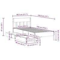 Bedframe zonder matras massief grenenhout 75x190 cm - thumbnail