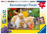 Ravensburger puzzel Knuffeltijd 2x12 stukjes - thumbnail