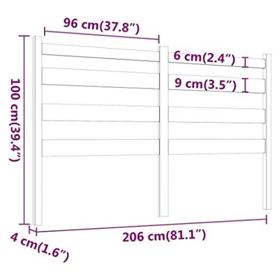 Hoofdbord 206x4x100 cm massief grenenhout grijs