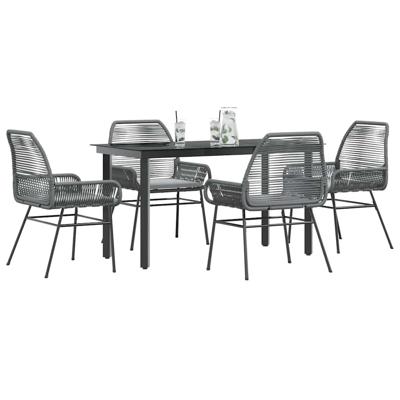 5-delige Tuinset met kussens poly rattan glas grijs