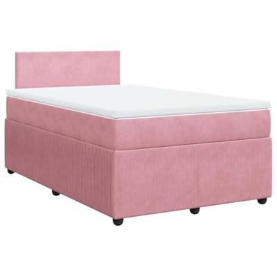Boxspring met matras fluweel roze 120x190 cm
