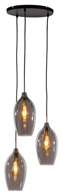 Light & Living Hanglamp 'Lukaro' 3-lamps, kleur Smoke/Antiek Brons