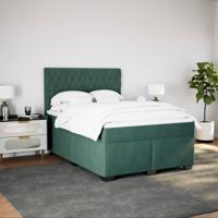 Boxspring met matras fluweel donkergroen 140x200 cm - thumbnail