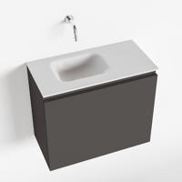 MONDIAZ OLAN 60cm toiletmeubel dark grey. LEX wastafel talc links geen kraangat - thumbnail