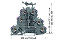 WAGO 2202-3238 Doorgangsklem 3-etages Cage Clamp-aansluiting Grijs 50 stuk(s) - thumbnail
