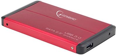 Gembird EE2-U3S-2-R HDD Enclosure 2,5 inch rood opbergdoos - opbergdozen (2,5 inch, SATA, 3.0 (3,1 Gen 1), HDD-behuizing, rood, aluminium)