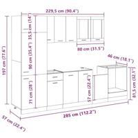 8-delige Keukenkastenset Lyon bewerkt hout sonoma eikenkleurig - thumbnail