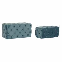 Kruk DKD Home Decor Blauw Polyester Fluweel Hout MDF (88 x 53 x 48 cm) - thumbnail