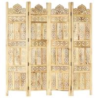 VidaXL Kamerscherm 4 panelen handgesneden 160x165 cm massief mangohout - thumbnail