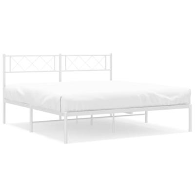 Bedframe met hoofdbord metaal wit 160x200 cm