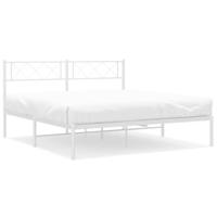 Bedframe met hoofdbord metaal wit 160x200 cm - thumbnail