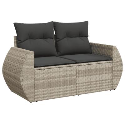4-delige Loungeset met kussens poly rattan lichtgrijs - thumbnail