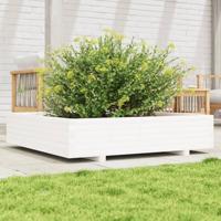 VidaXL Plantenbak 110x110x26,5 cm massief grenenhout wit - thumbnail