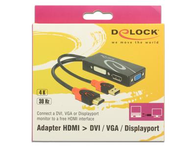 DeLOCK 62959 video kabel adapter 0,135 m HDMI + USB DVI-I + VGA (D-Sub) Zwart, Rood DeLOCK 62959 video kabel adapter 0,135 m HDMI + USB DVI-I + VGA (D-Sub) Zwart, Rood