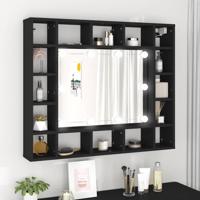 Spiegelkast met LED-verlichting 91x15x76,5 cm zwart - thumbnail