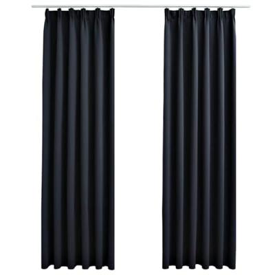 VidaXL Gordijnen verduisterend met haken 2 st 140x225 cm antraciet VidaXL Gordijnen verduisterend met haken 2 st 140x225 cm antraciet