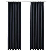 VidaXL Gordijnen verduisterend met haken 2 st 140x225 cm antraciet - thumbnail