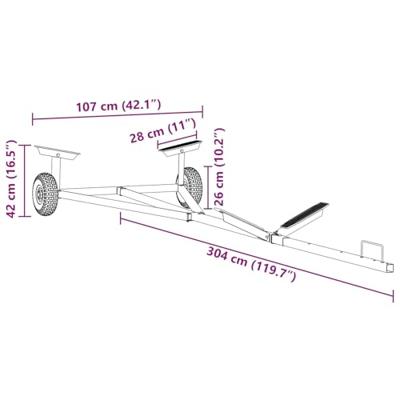 VidaXL Boottrailer zilver 302 x 107 x 42 cm staal VidaXL Boottrailer zilver 302 x 107 x 42 cm staal
